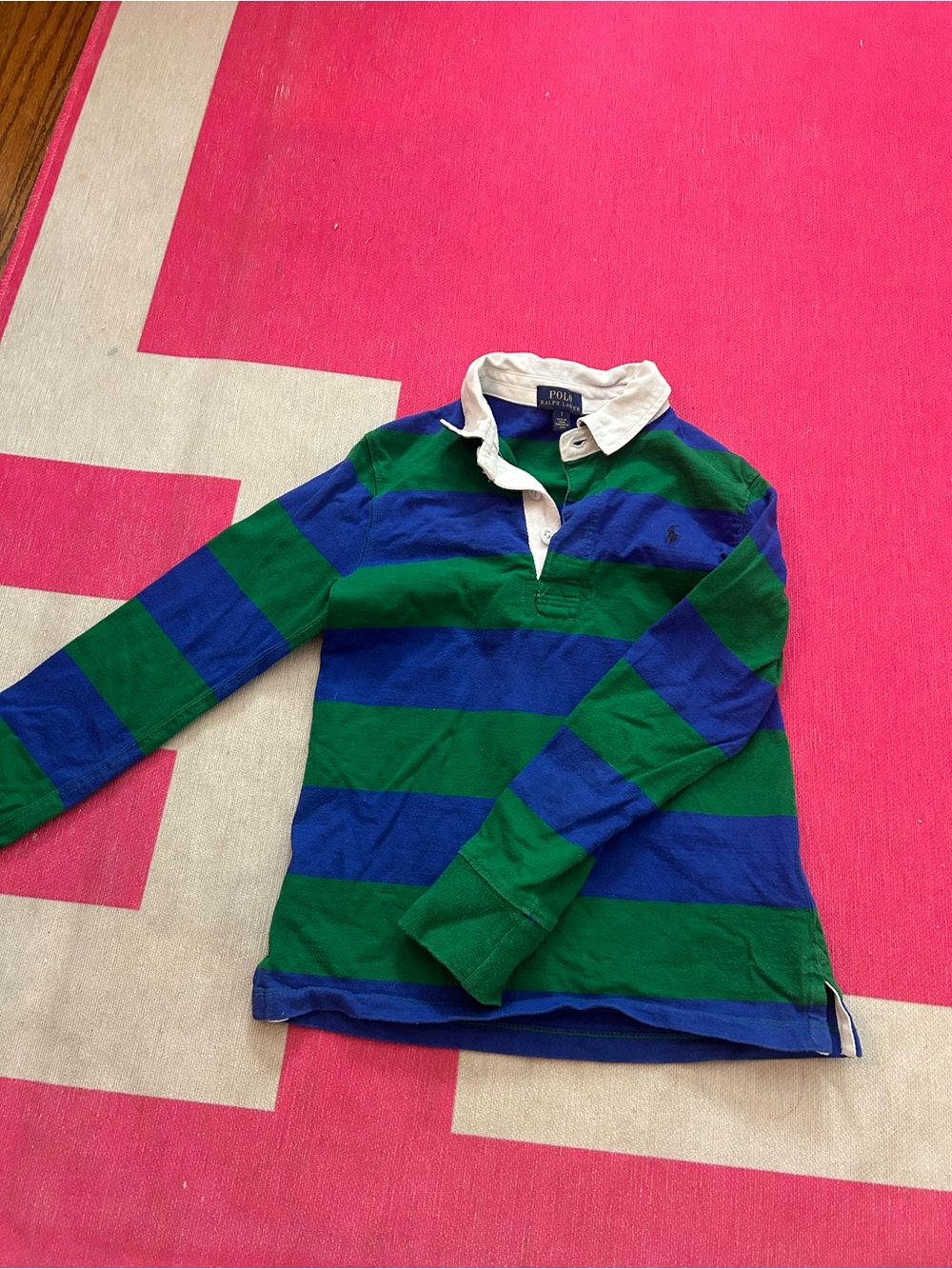 Polo by Ralph Lauren Blue & Green Striped Rugby Shirt